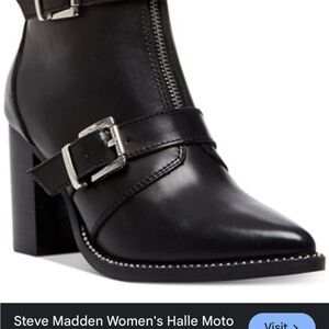 Steve Madden Black Moto Boots with Buckles